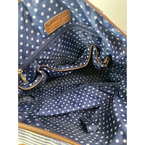 Jessica Simpson‎ Tote Bag Large Stripe Blue White - Picture 3 of 3